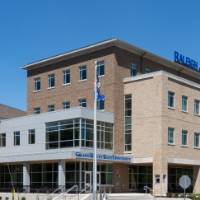 GVSU Raleigh Finkelstein Hall - entrance at corner of Hastings & Lafayette